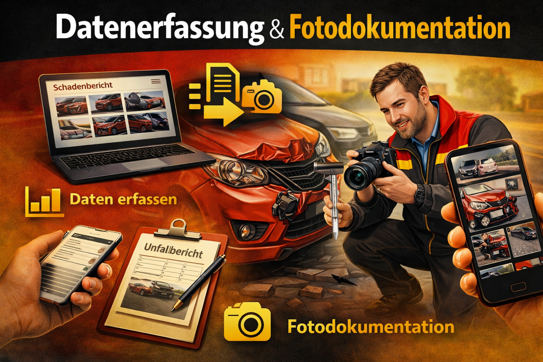 Detailaufnahme von Unfallschäden am Fahrzeug